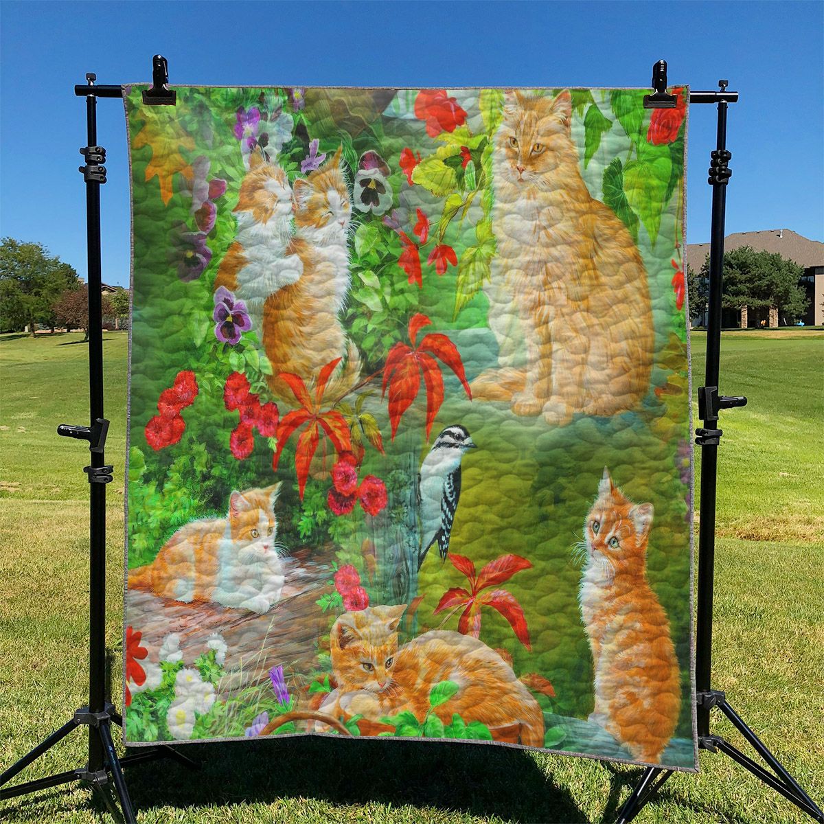 Yellow Cats Playing In Garden NI2910103DT Quilt Blanket