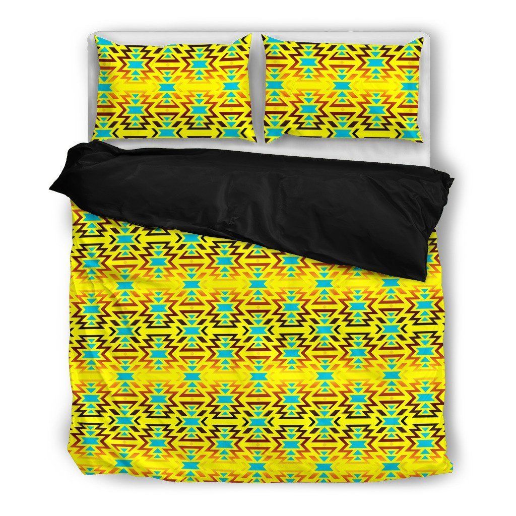Yellow Fire Pattern Printed Bedding Set