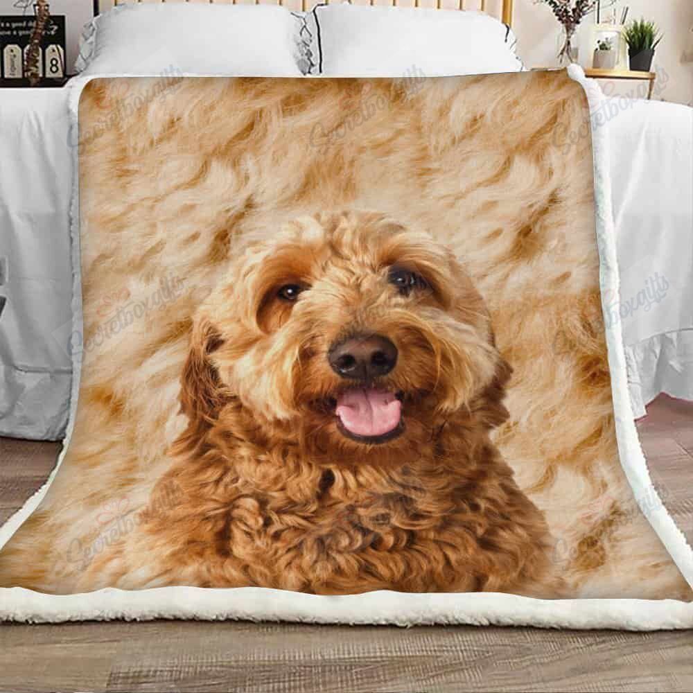 Yellow Goldendoodle Dog Fleece Blanket