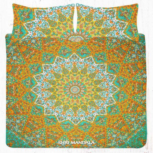 Yellow Green And White Star Elephant Bohemian Bedding Set