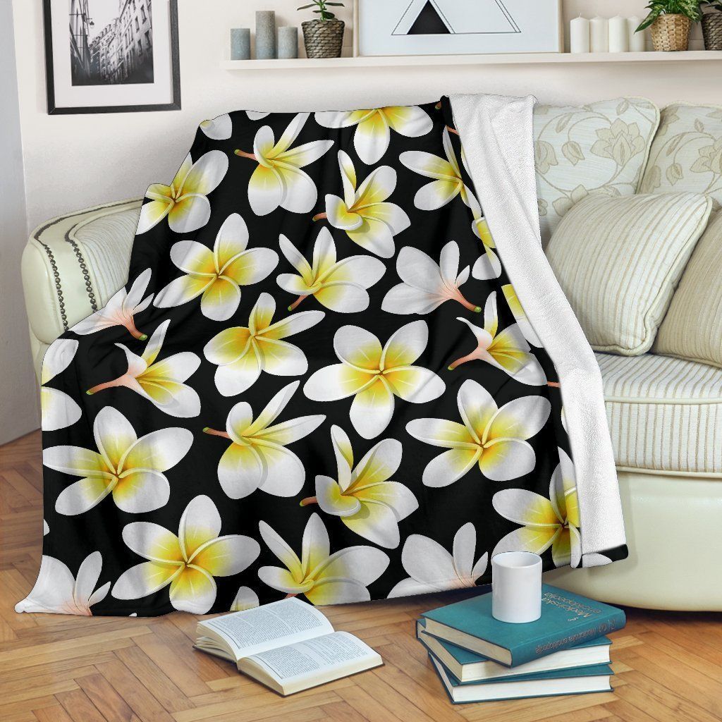 Yellow Plumeria Hawaiian Flowers Soft Fleece Blanket
