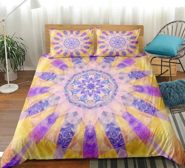 Yellow Purple Mandala Bedding Set