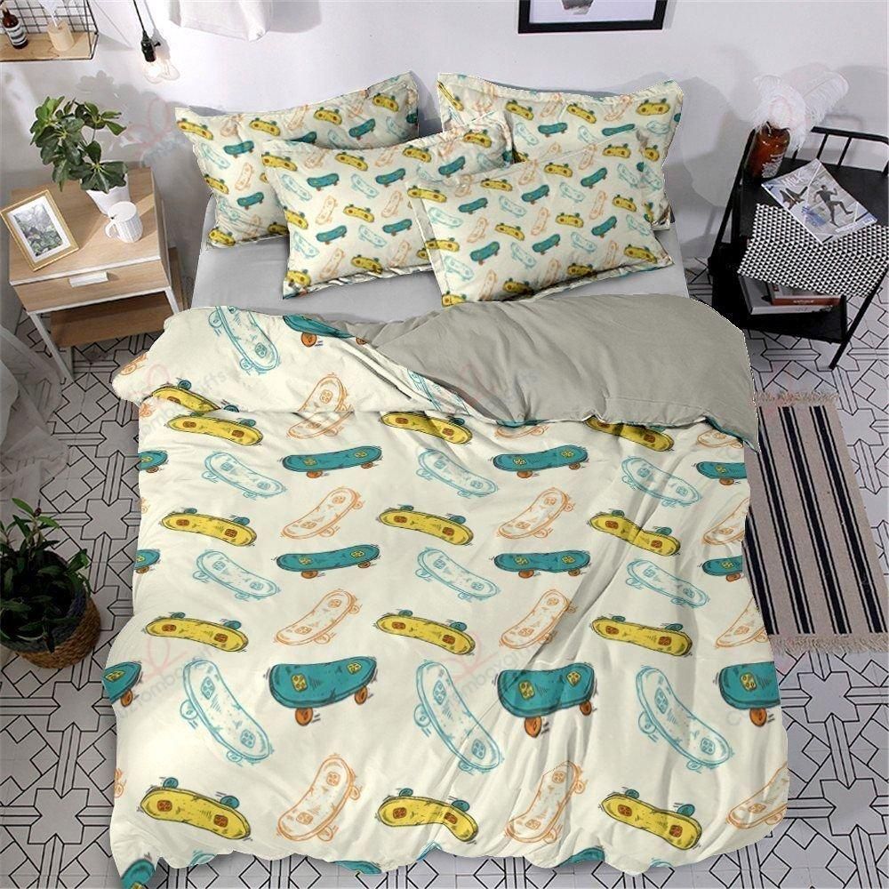 Yellow Skateboard Printed Bedding Set