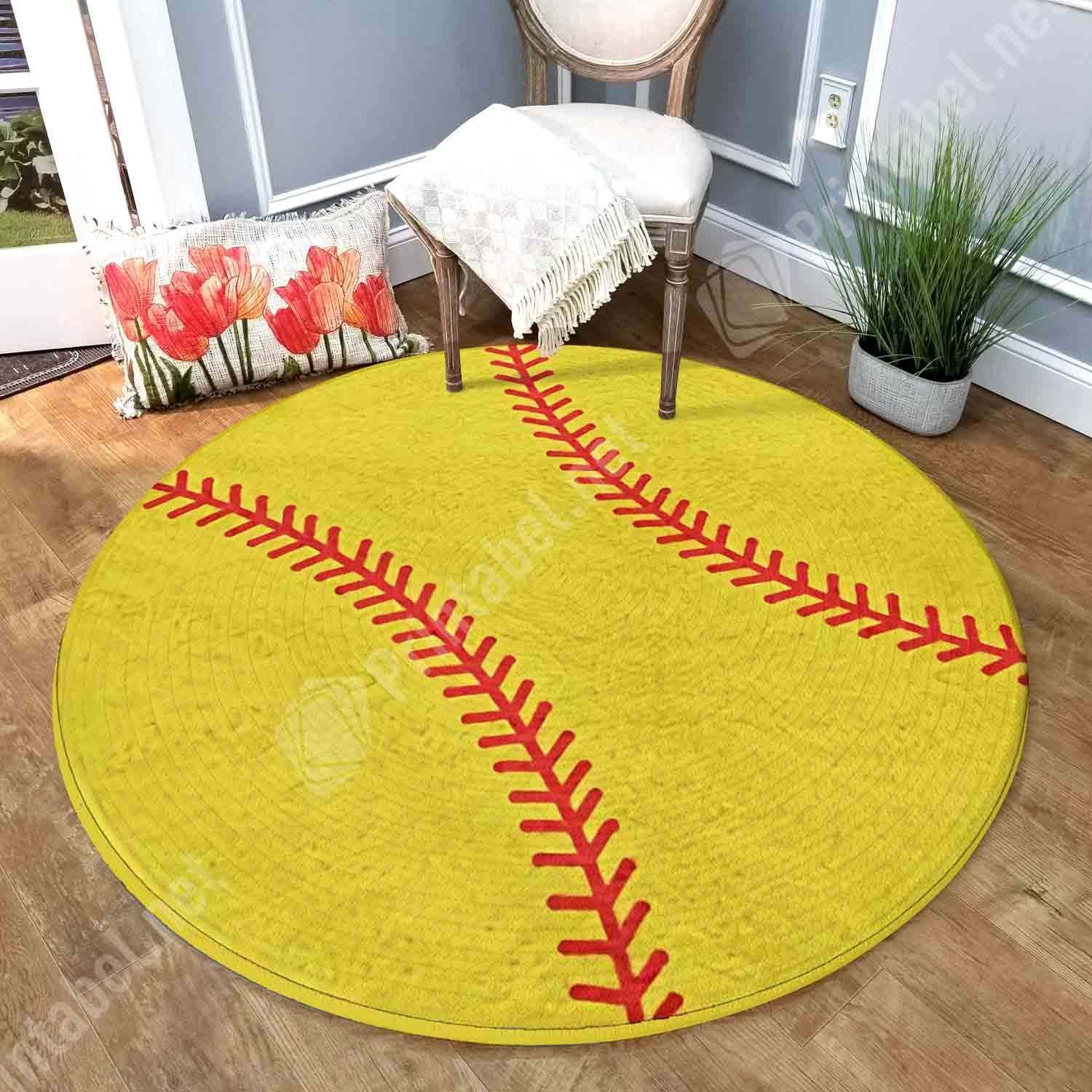 Yellow Softball Round Carpet