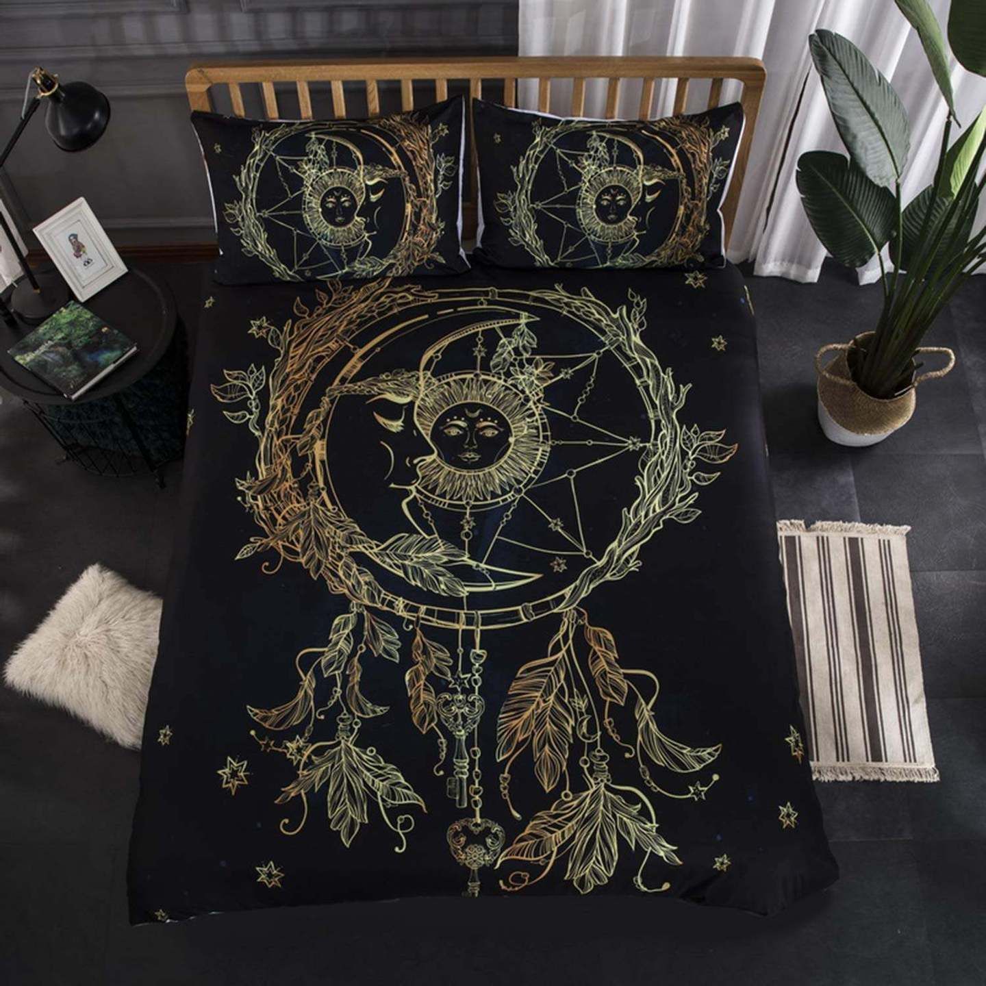Yellow Sun Moon Dreamcatcher Bedding Set
