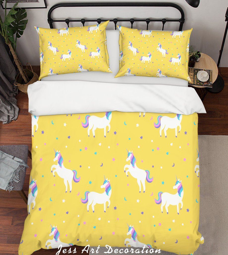 Yellow Unicorn Bedding Set