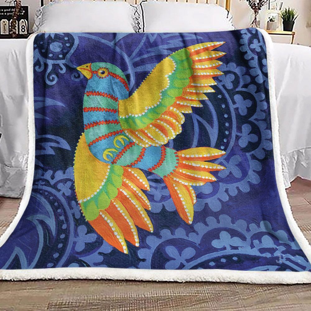 Yellow Winged Bird Sherpa Fleece Blanket