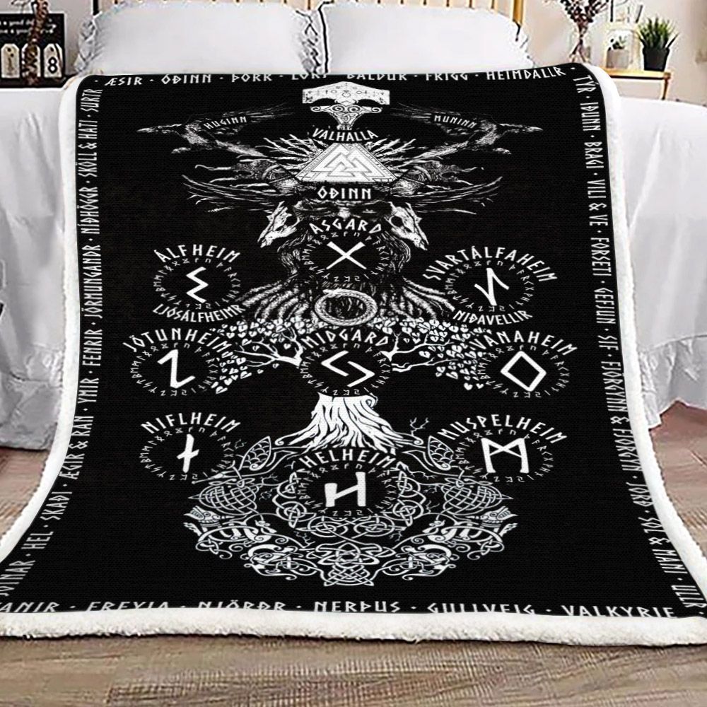 Yggdrasil Norse Mythology Sherpa Fleece Blanket