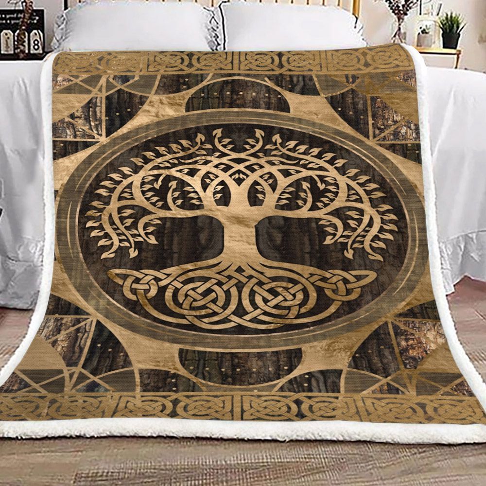 Yggdrasil Viking Tree Of Life Sherpa Fleece Blanket