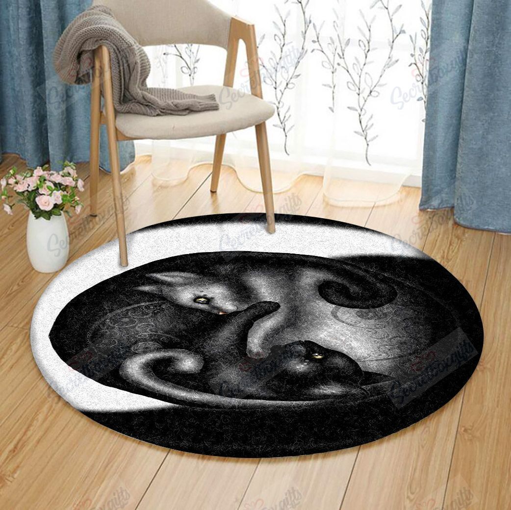 Yin And Yang Cat Round Carpet