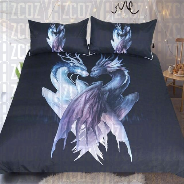 Yin And Yang Dragons Black Bedding Set