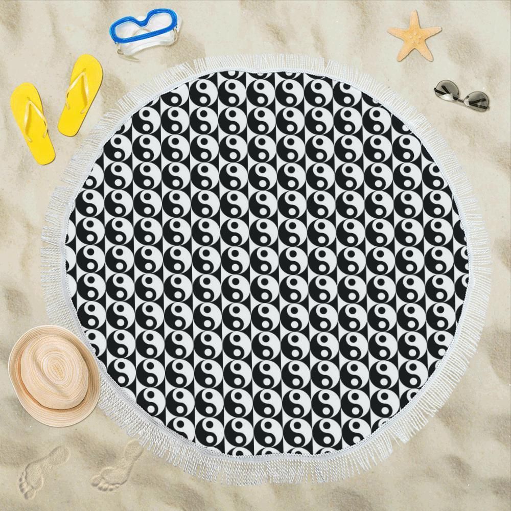 Yin Yang Classic Pattern Design Print Round Beach Towel