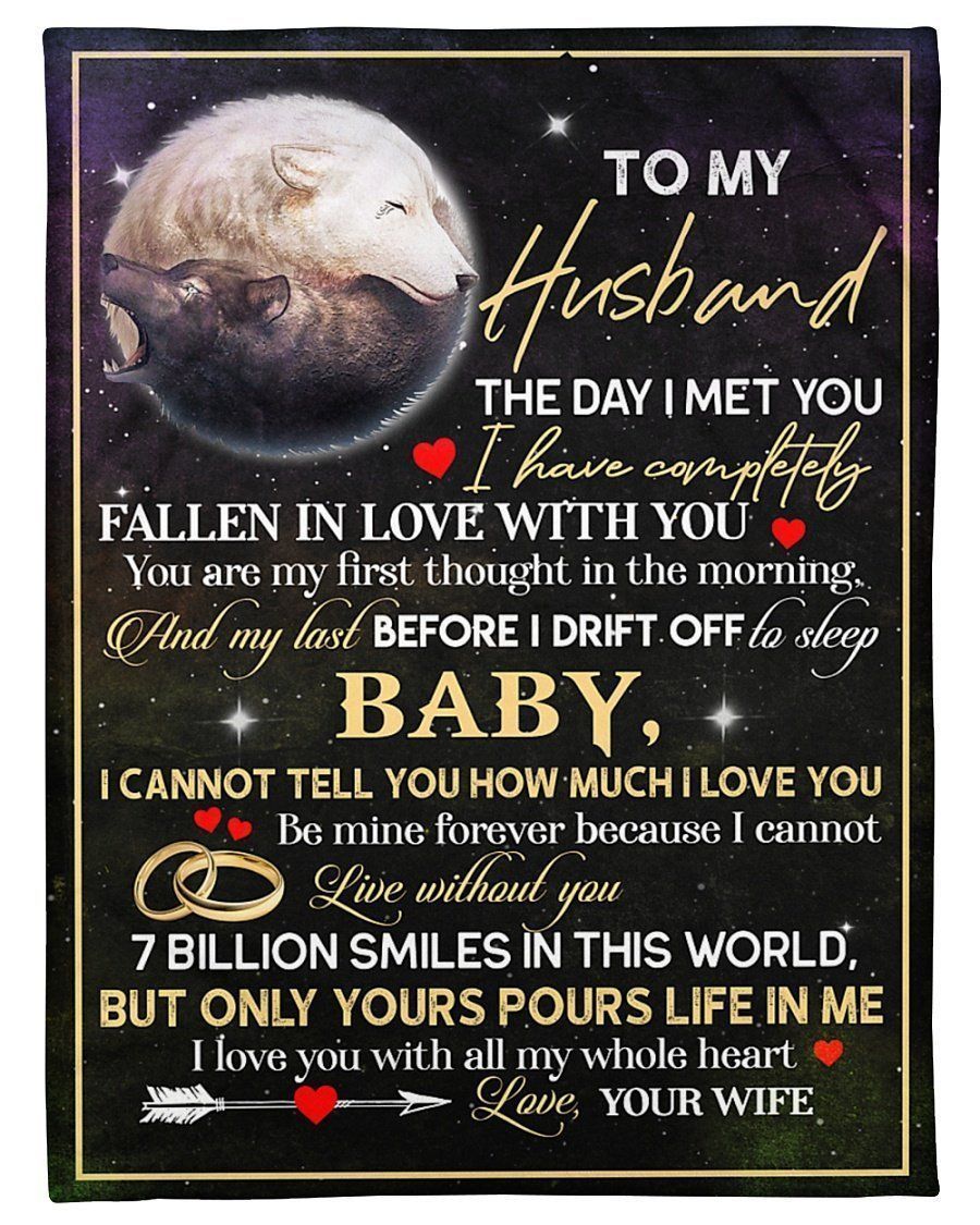 Yin Yang Wolf To Husband How Much I Love You Fleece Blanket