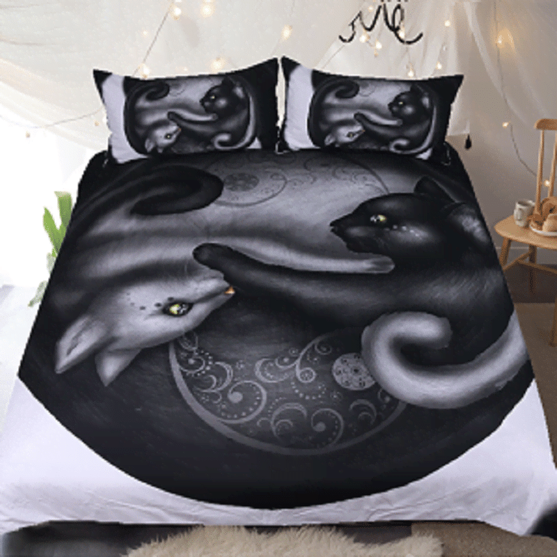 Yinyang Cat Morning by Khalia Art Bedding Set