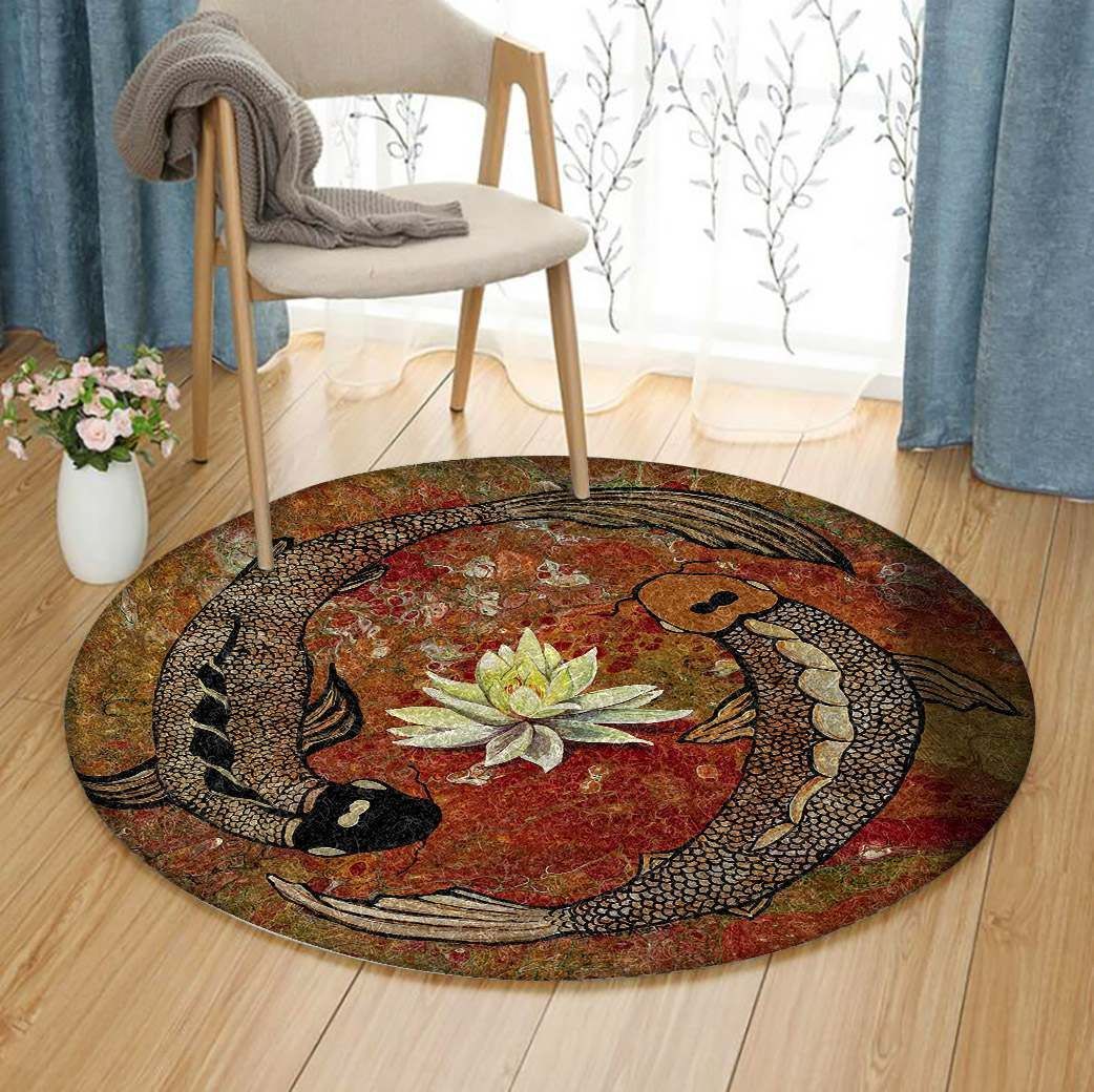 Yinyang Koi Fish Round Carpet