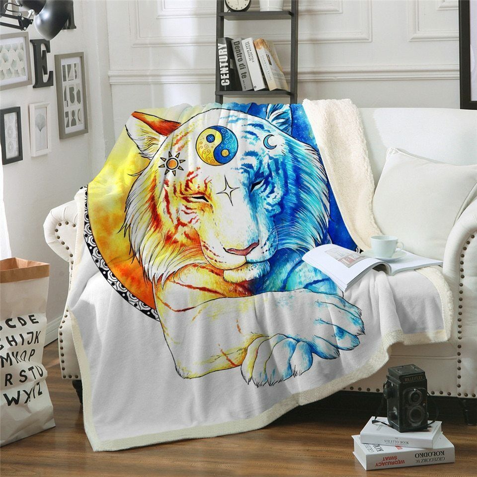 Yinyang Lion Sherpa Fleece Blanket