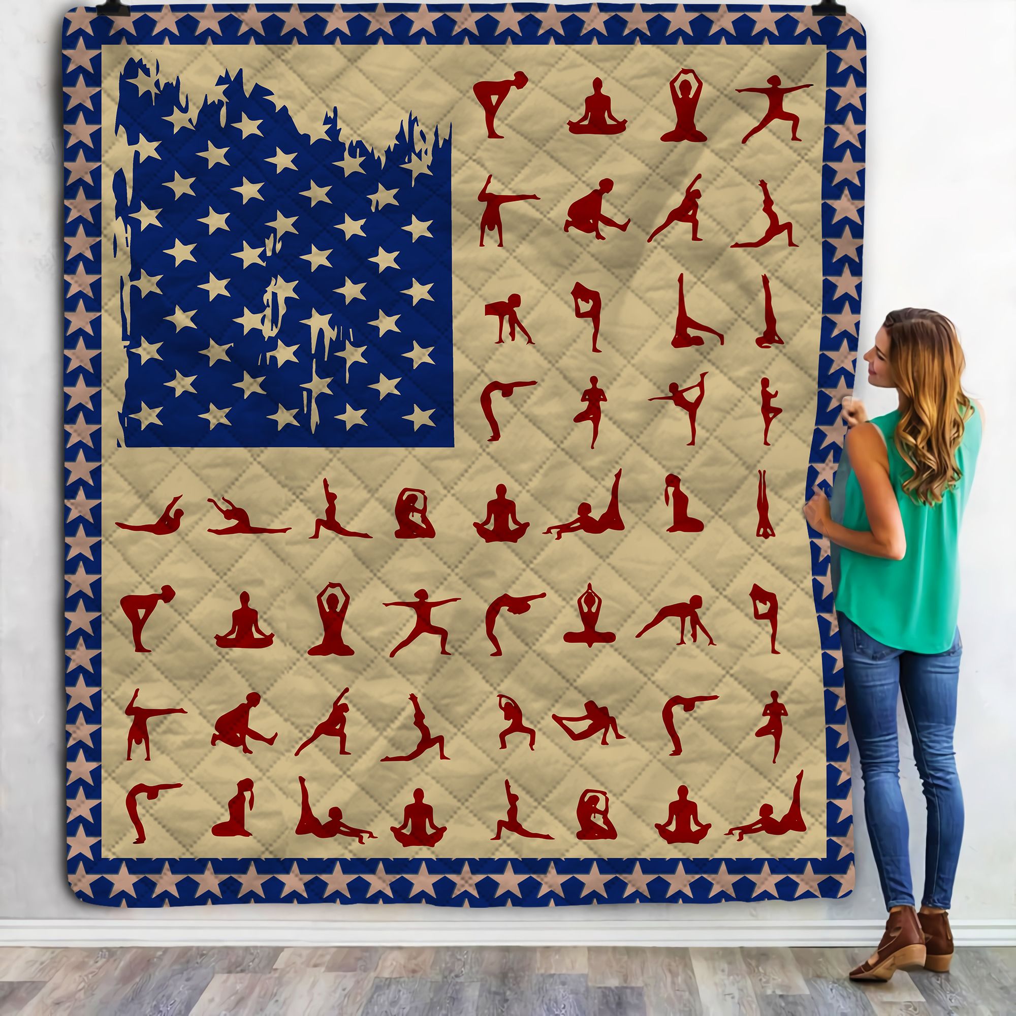 Yoga American Flag Fleece Blanket