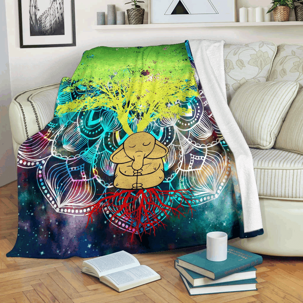 Yoga Elephant Sherpa Fleece Blanket