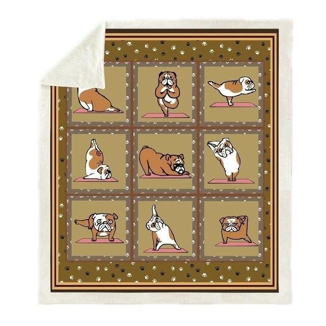 Yoga English Bulldog Sherpa Fleece Blanket