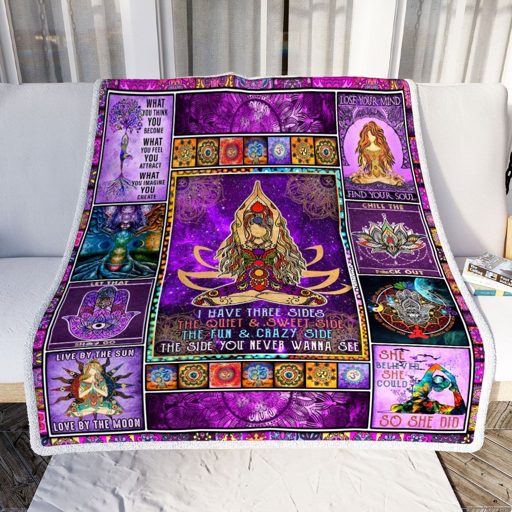 Yoga Girl I Have Three Sides Sherpa Fleece Blanket