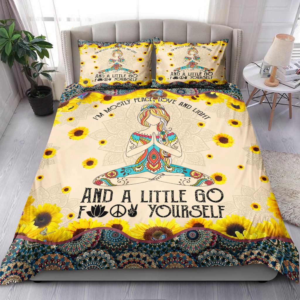 Yoga Im Mostly Peace Love And Light Bedding Set
