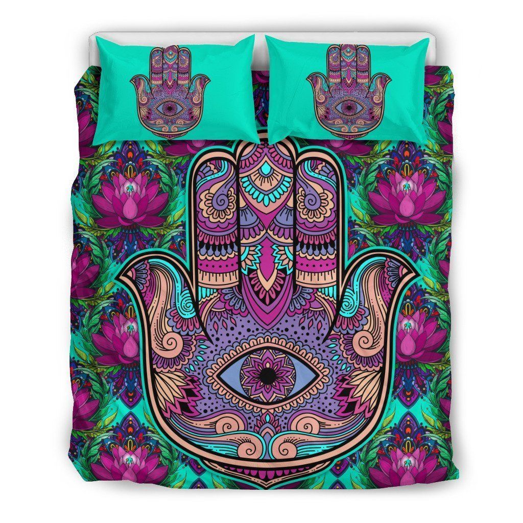 Yoga Lover Hamsa Lotus Bedding Set