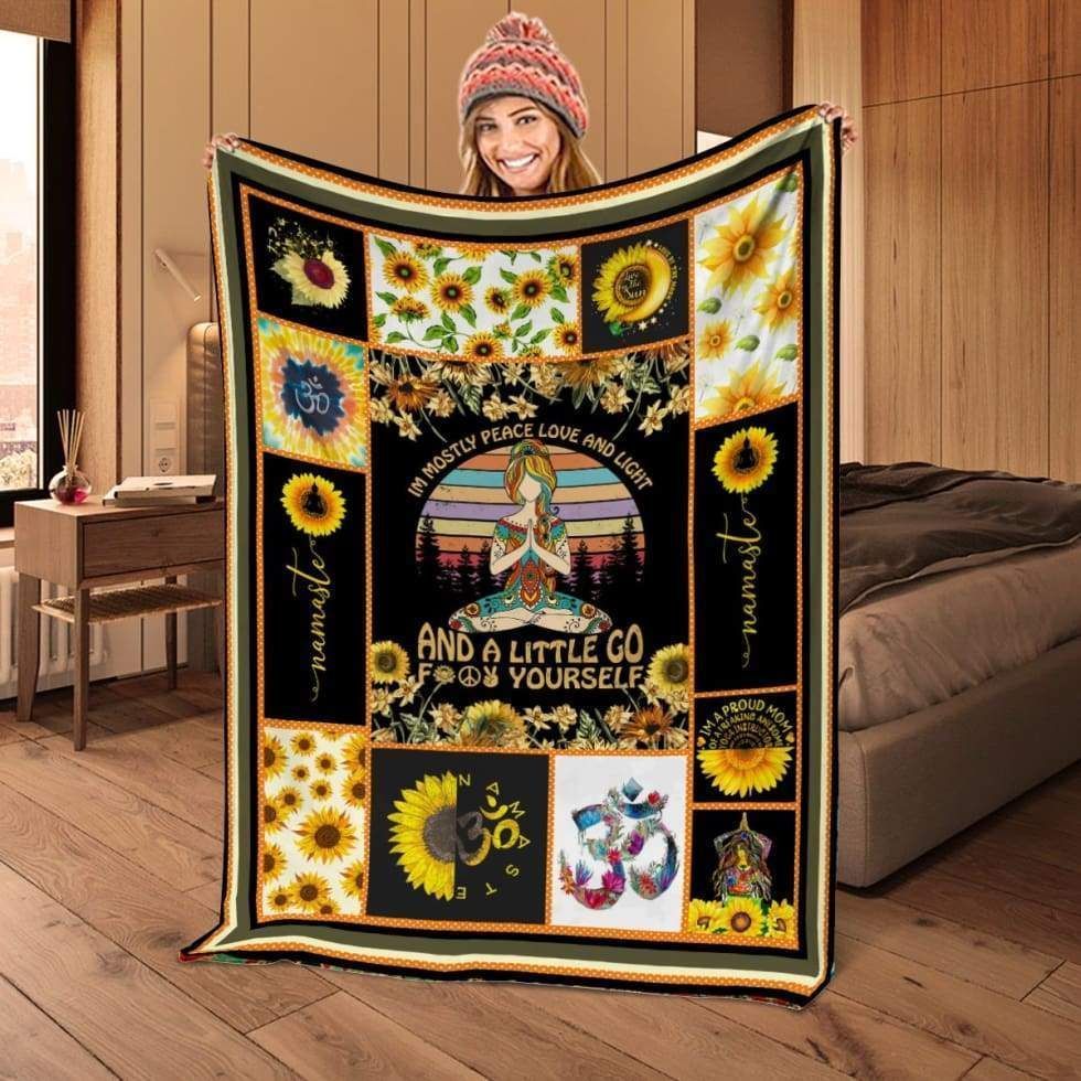 Yoga Meditation Sunflower Fleece Blanket Gift For Yoga Lovers