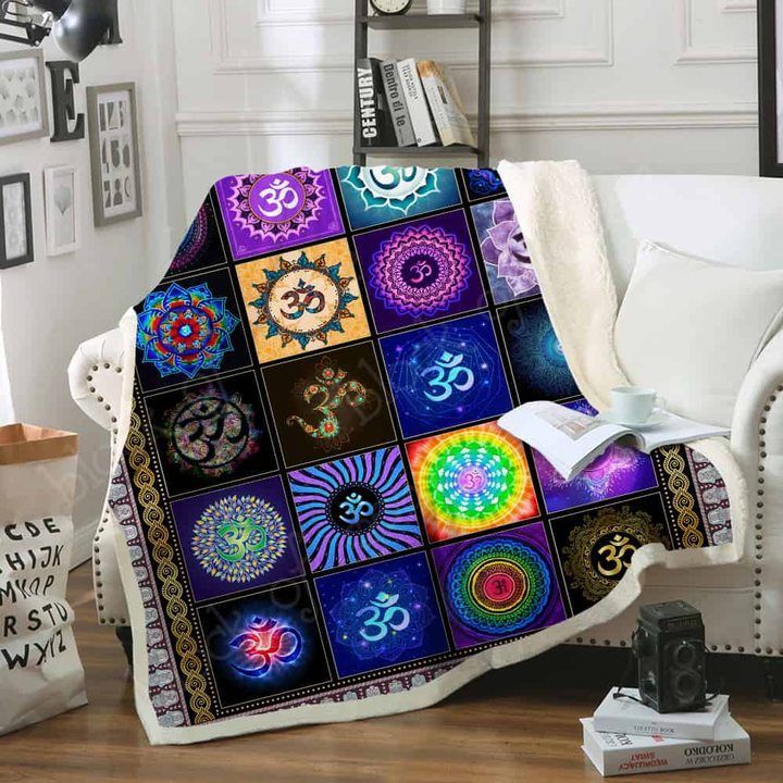 Yoga Om Sherpa Fleece Blanket