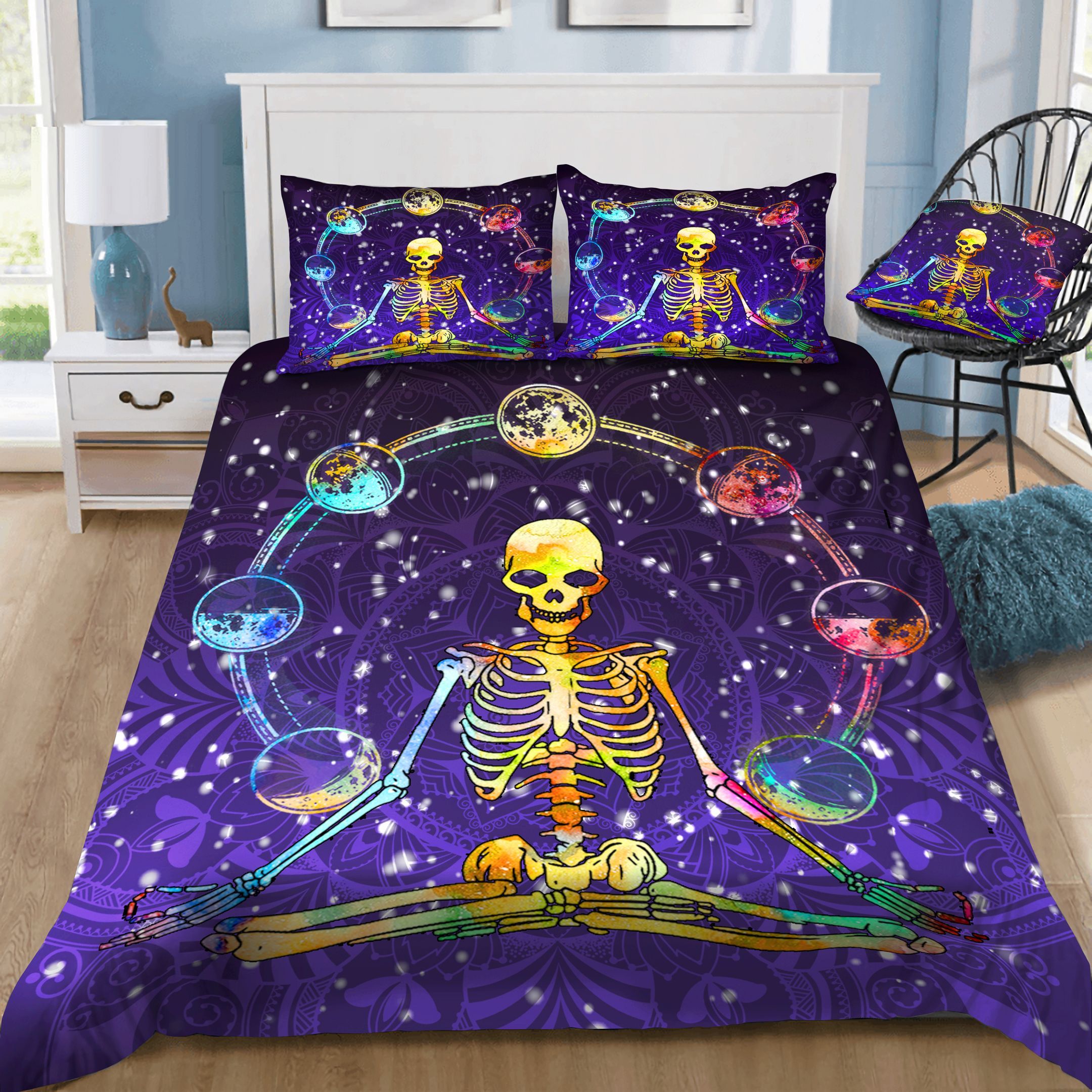 Yoga Skull Mandala Bedding Set
