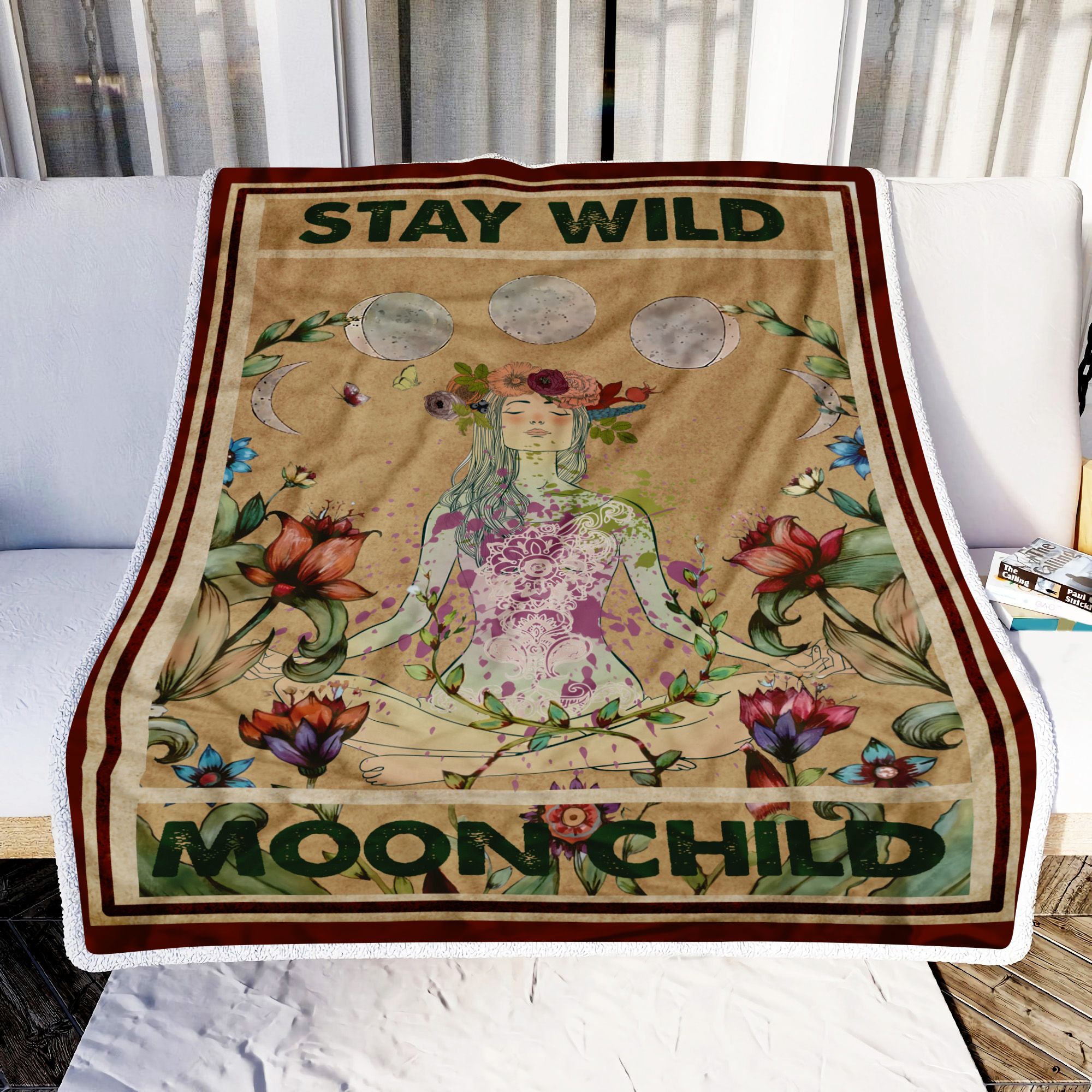 Yoga Stay Wild Moon Child Fleece Blanket