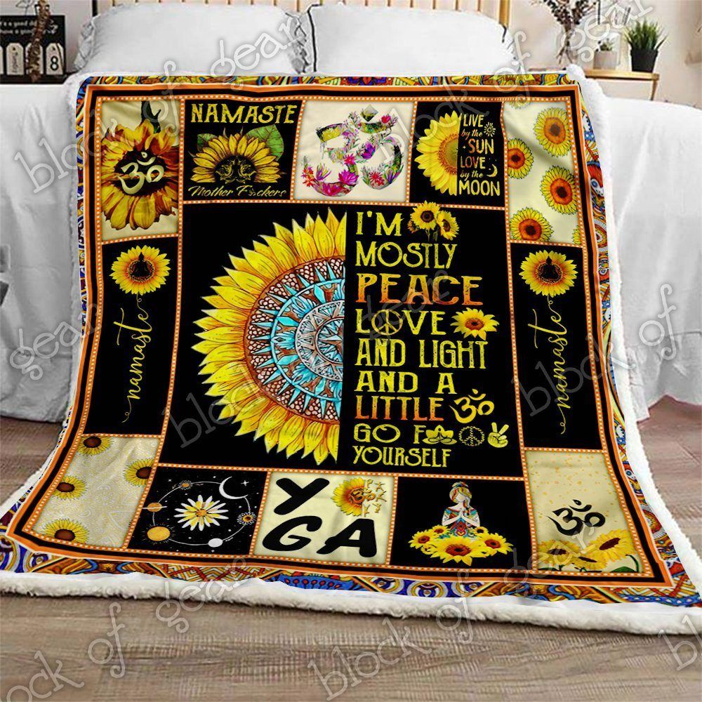 Yoga Sunflower Sherpa Fleece Blanket