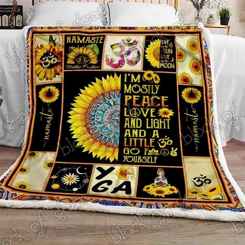 Yoga Sunflower Fleece Blanket
