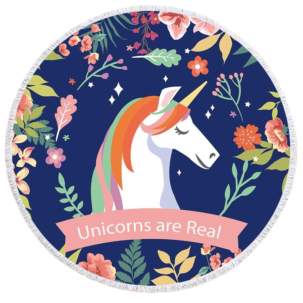 Yoga Unicorns Are Real Printed Round Beach Towel