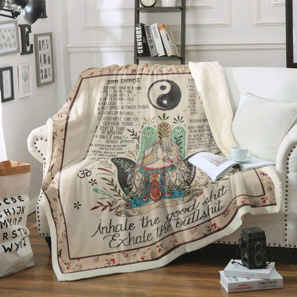 Yoga Zen Sherpa Fleece Blanket