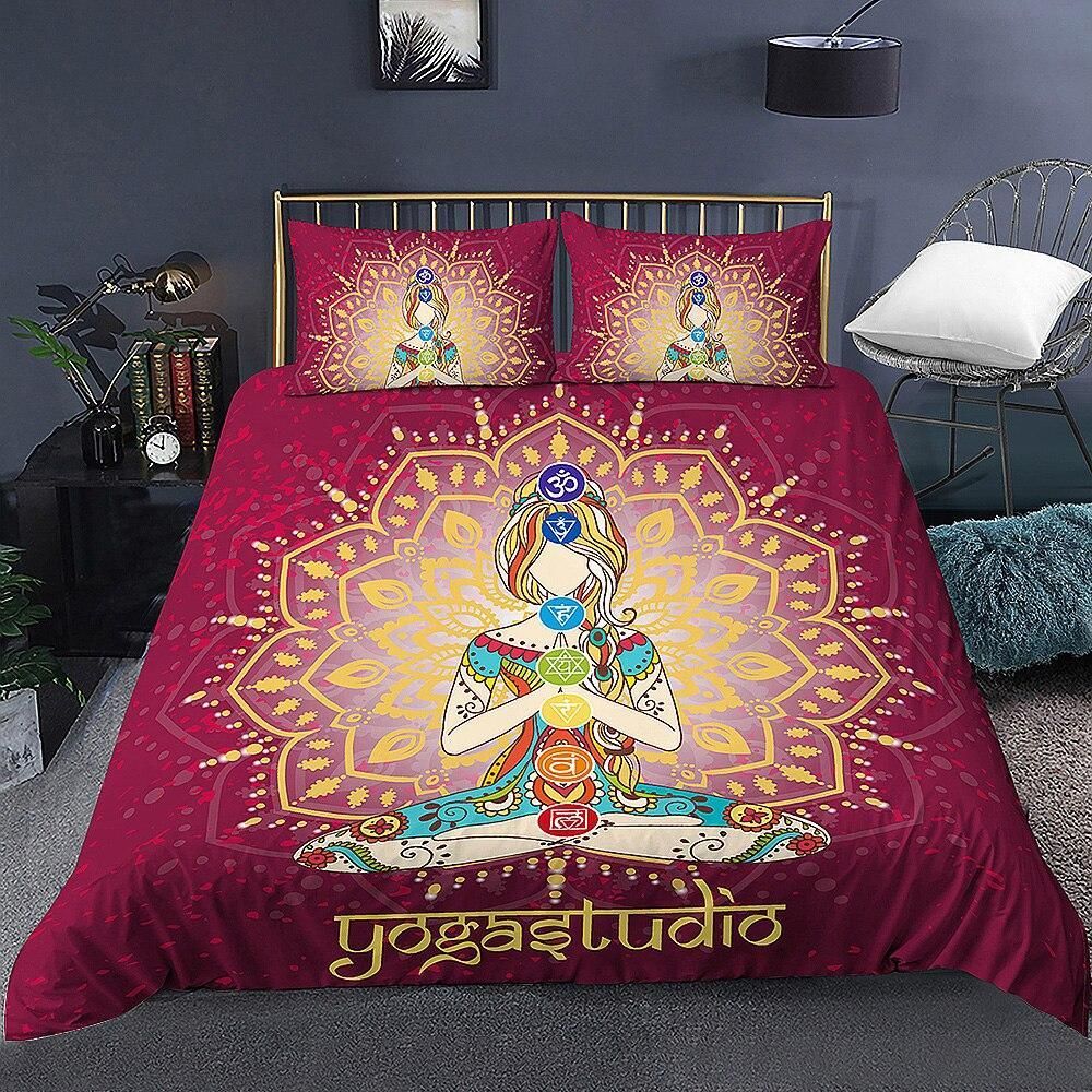 Yogastudio Mandala Design Maroon Bedding Set