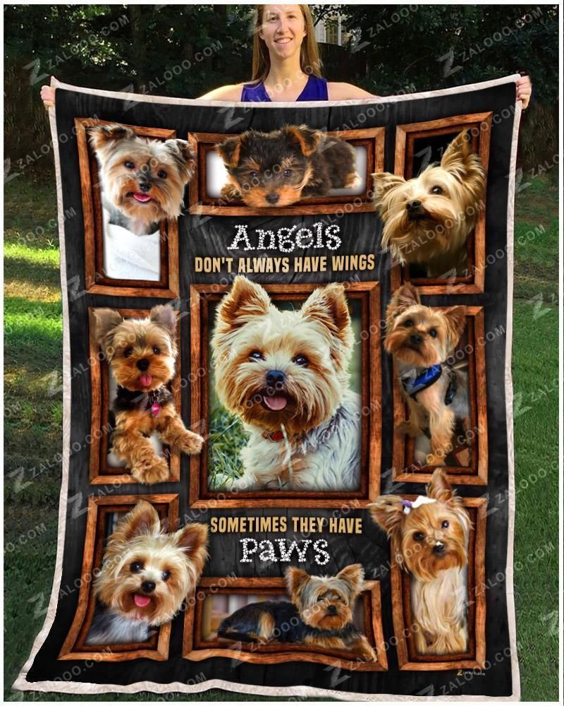 Yorkie – Angels Don’T Always Have Wings Fleece Blanket