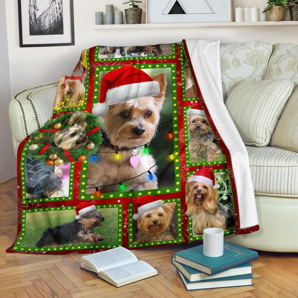 Yorkie Christmas Sherpa Fleece Blanket
