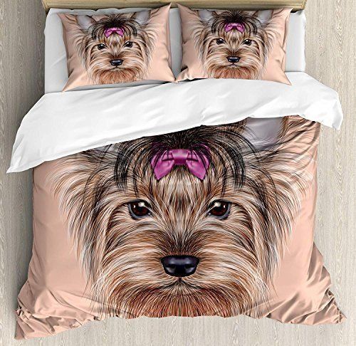 Yorkie Cotton Bed Sheets Spread Comforter Bedding Set