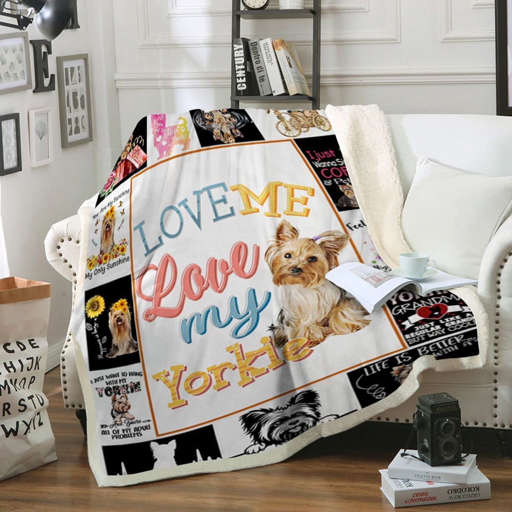Yorkie Dog Sherpa Fleece Blanket