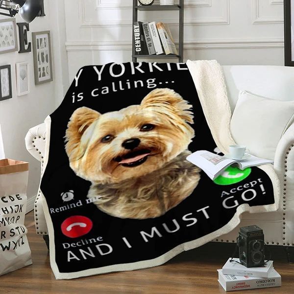 Yorkie Dog Sherpa Fleece Blanket