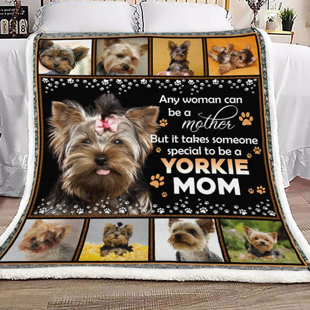 Yorkie Mom Sherpa Fleece Blanket