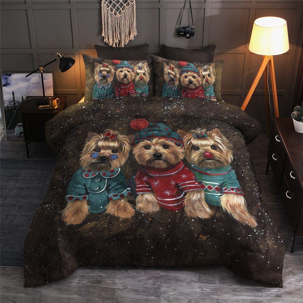 Yorkie Cotton Bed Sheets Spread Comforter Bedding Set