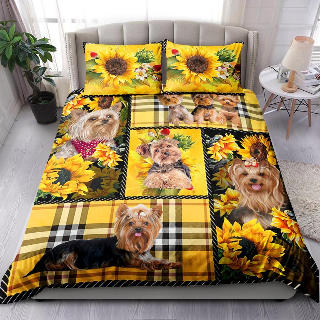 Yorkie Yellow Tartan Bedding Set