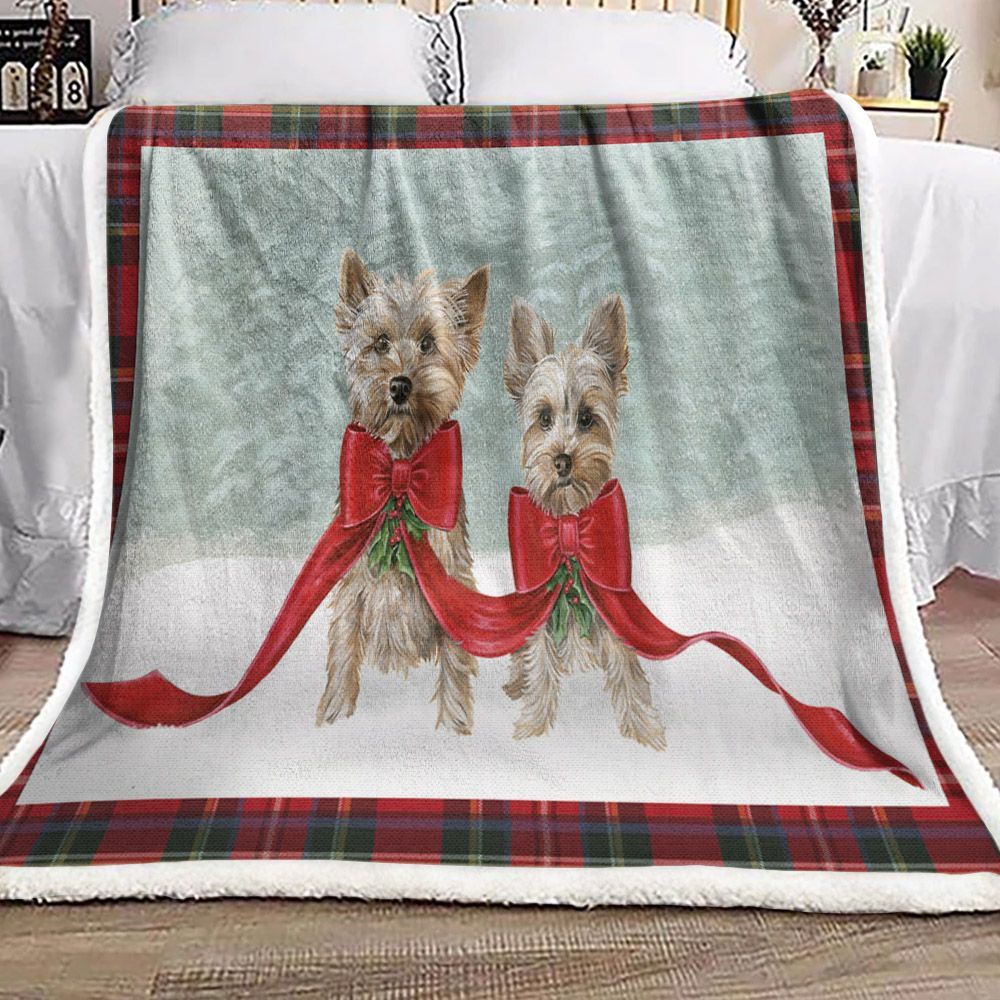 Yorkshire Terrier Christmas Sherpa Fleece Blanket