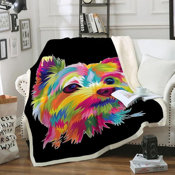 Yorkshire Terrier Dog Sherpa Fleece Blanket