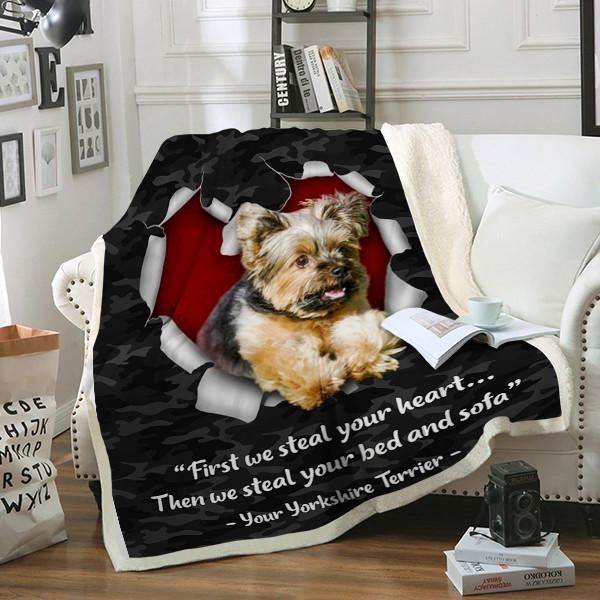 Yorkshire Terrier Dog Sherpa Fleece Blanket