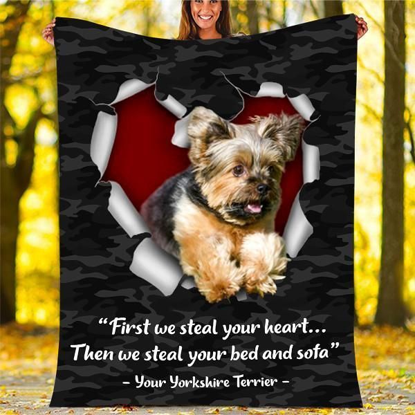 Yorkshire Terrier Dog Sherpa Fleece Blanket