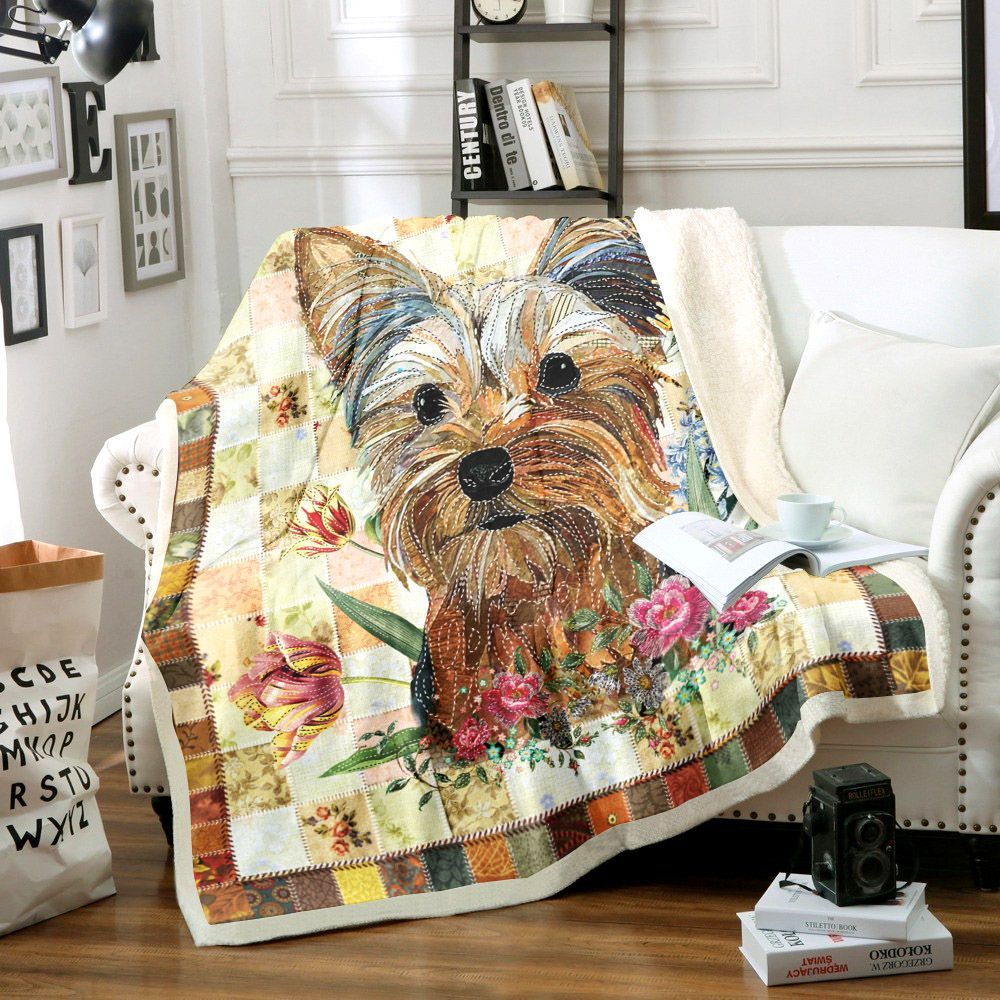 Yorkshire Terrier Dog Sherpa Fleece Blanket