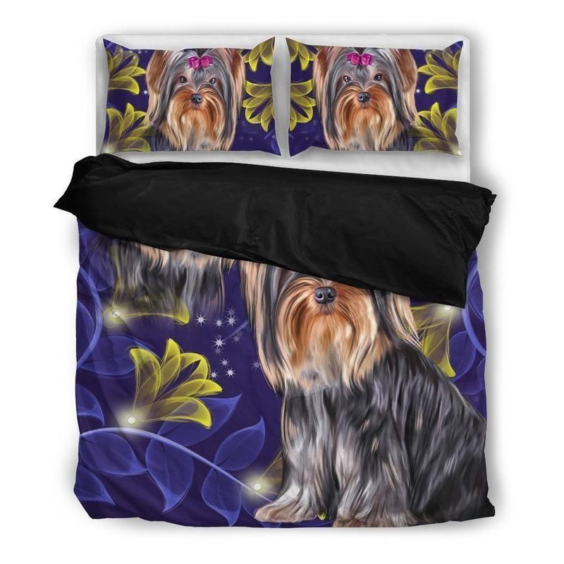 Yorkshire Terrier Dog Purple Bedding Set