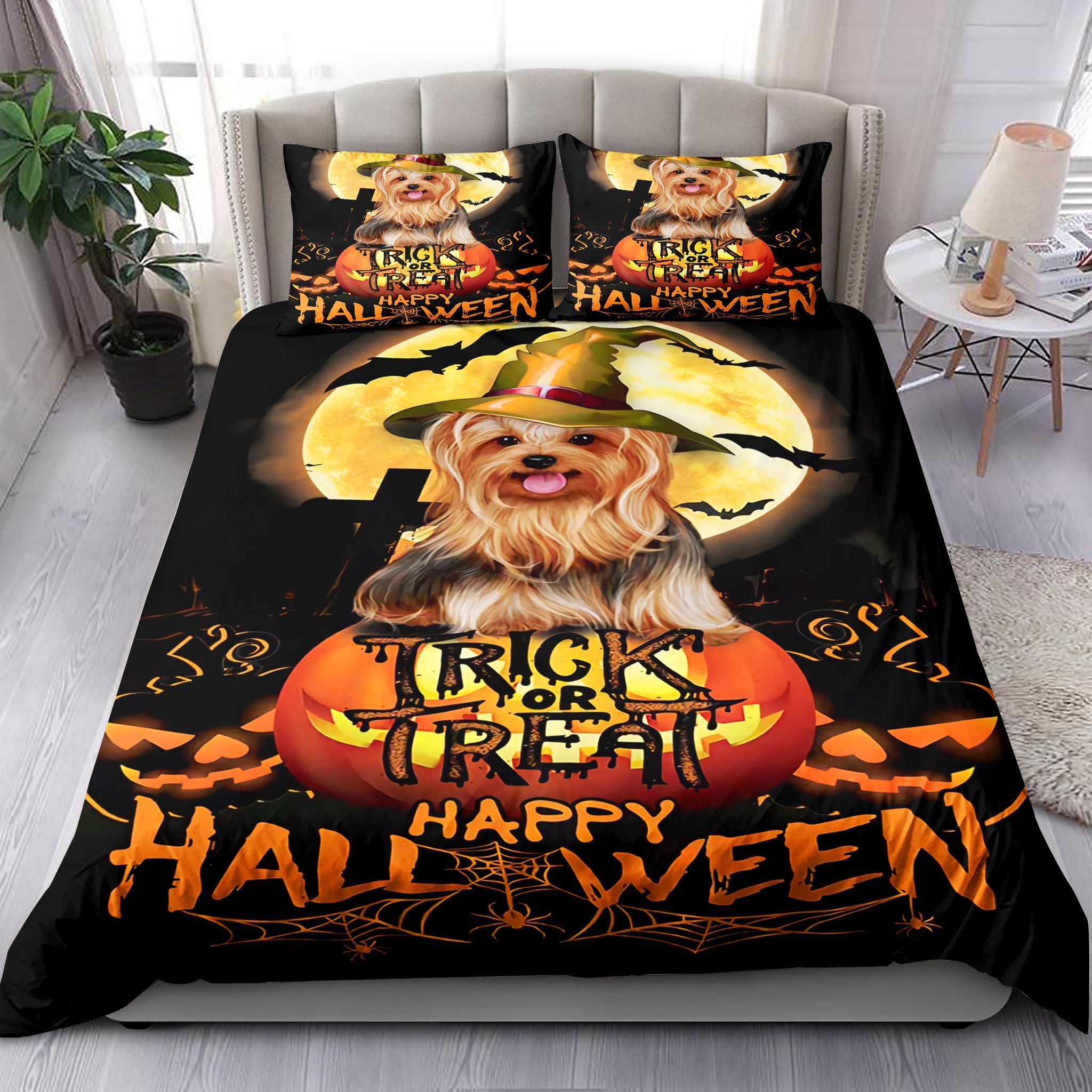 Yorkshire Terrier Happy Halloween Bedding Set